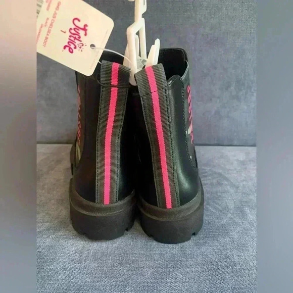 Girls Justice Black Camo Ankle Chelsea Slip On Zip New Winter Boots Size 1 - Picture 4 of 8